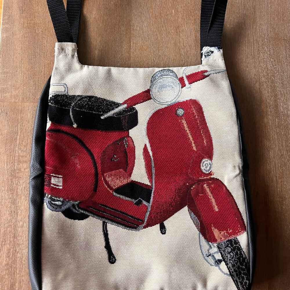Excellent Italian handmade  anti theft backpack with Red Scooter design